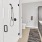 a bathroom with a shower and sink