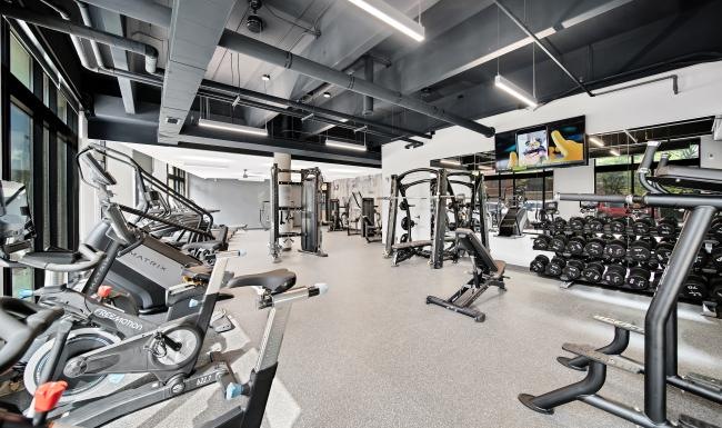 a gym with exercise equipment